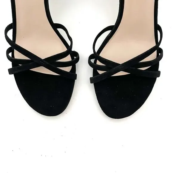 Stuart Weitzman 10.5 Starla Criss Cross Strappy Black Suede Heels Sexy MSRP $475 - Picture 7 of 12